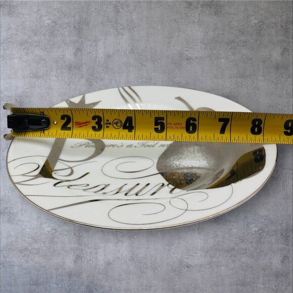 Pottery Barn Pleasure 8.5" Salad Plate Pear & Text Design Replacement - Picture 3 of 4